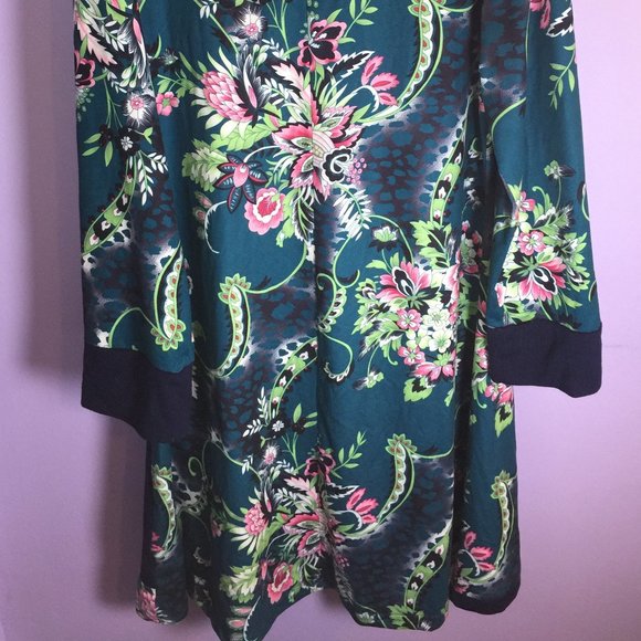 Large Deep Teal/Green Floral Tunic XL - Picture 4 of 16